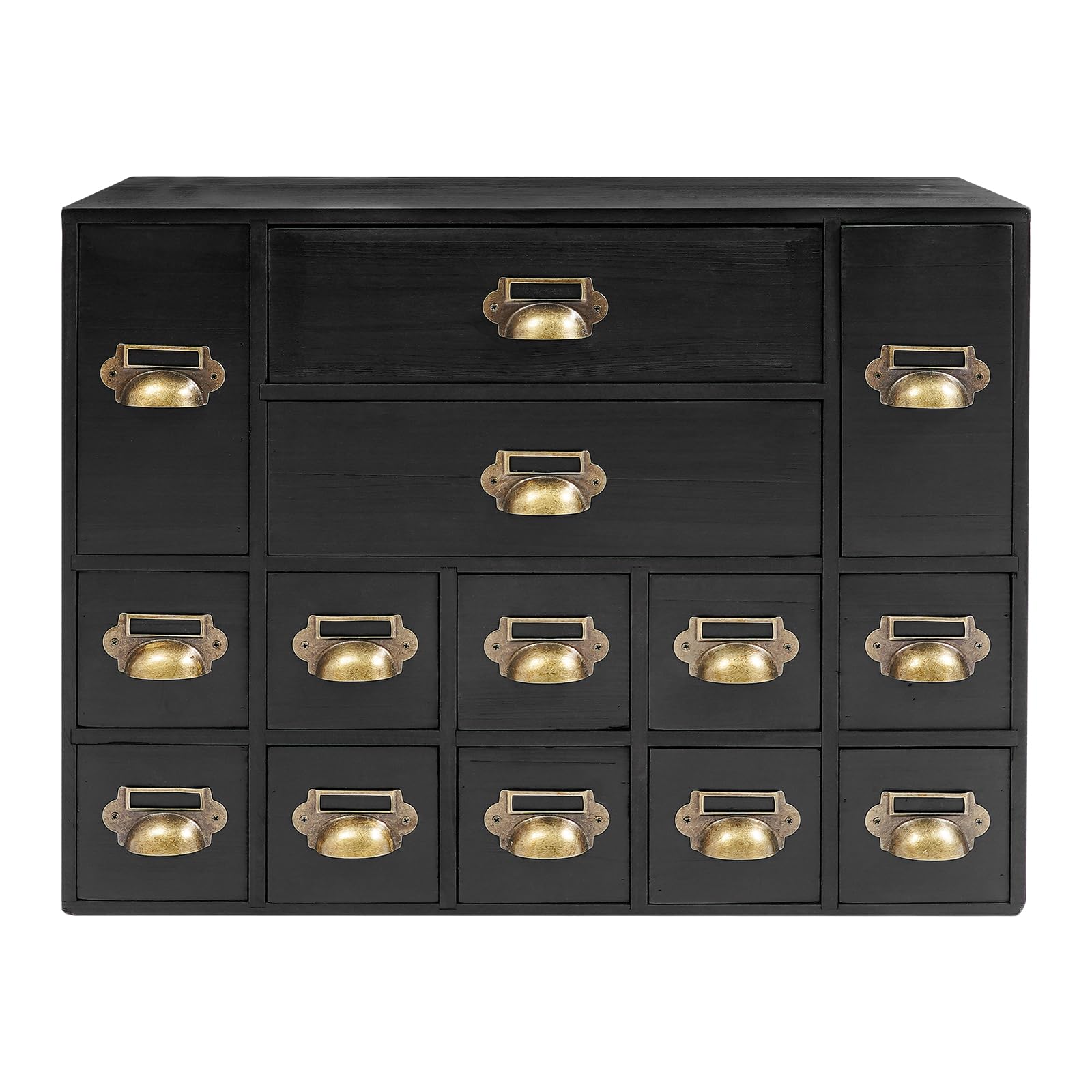 Schubladenschrank Holz Schreibtisch-Organizer mit Schubladen 53x16x42.4cm Aufbewahrungsschrank mit 14 Schubladen Vintage-Stil Tisch-Schubladen-Organizer Aufbewahrungsschrank Rustikal