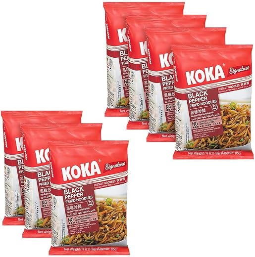 KOKA Signature Black Pepper Fried Noodles - Authentic Asian Flavors, Easy to Prepare, Exotic Seasonings, Made in Singapor...