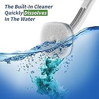 Vista 3 de oshang Paquete de 2 cepillos desechables para inodoro, limpiador de inodoro, suministros de limpieza de inodoro, escobilla de inodoro con soporte