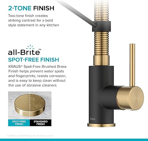 Miniatura 91 de Kraus KPF-1610SFSCH Bolden - Grifo de cocina comercial de 18 pulgadas con cabezal de pulverización extensible de doble función, acabado all-Brite