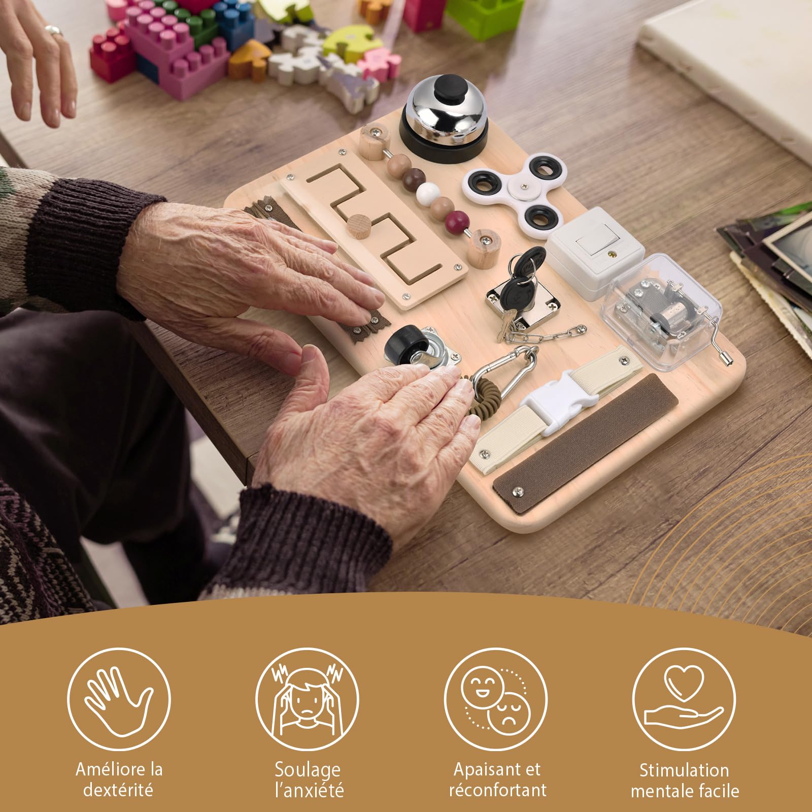 potatomato Planche sensorielle Anti-Stress pour Adultes et Planche d'exercice Multi-sensorielle pour Personnes âgées - Motricité, Concentration et mémoire l’autisme & TDAH – Jeu de Voyage