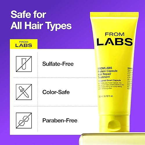 Miniatura 9 de FROMLABS Protein Capsule Hair Repair Treatment, 3-Minute Keratin Hair Mask & Deep Conditioner for Damaged, Repair & Strengthen, Instant Detangling,