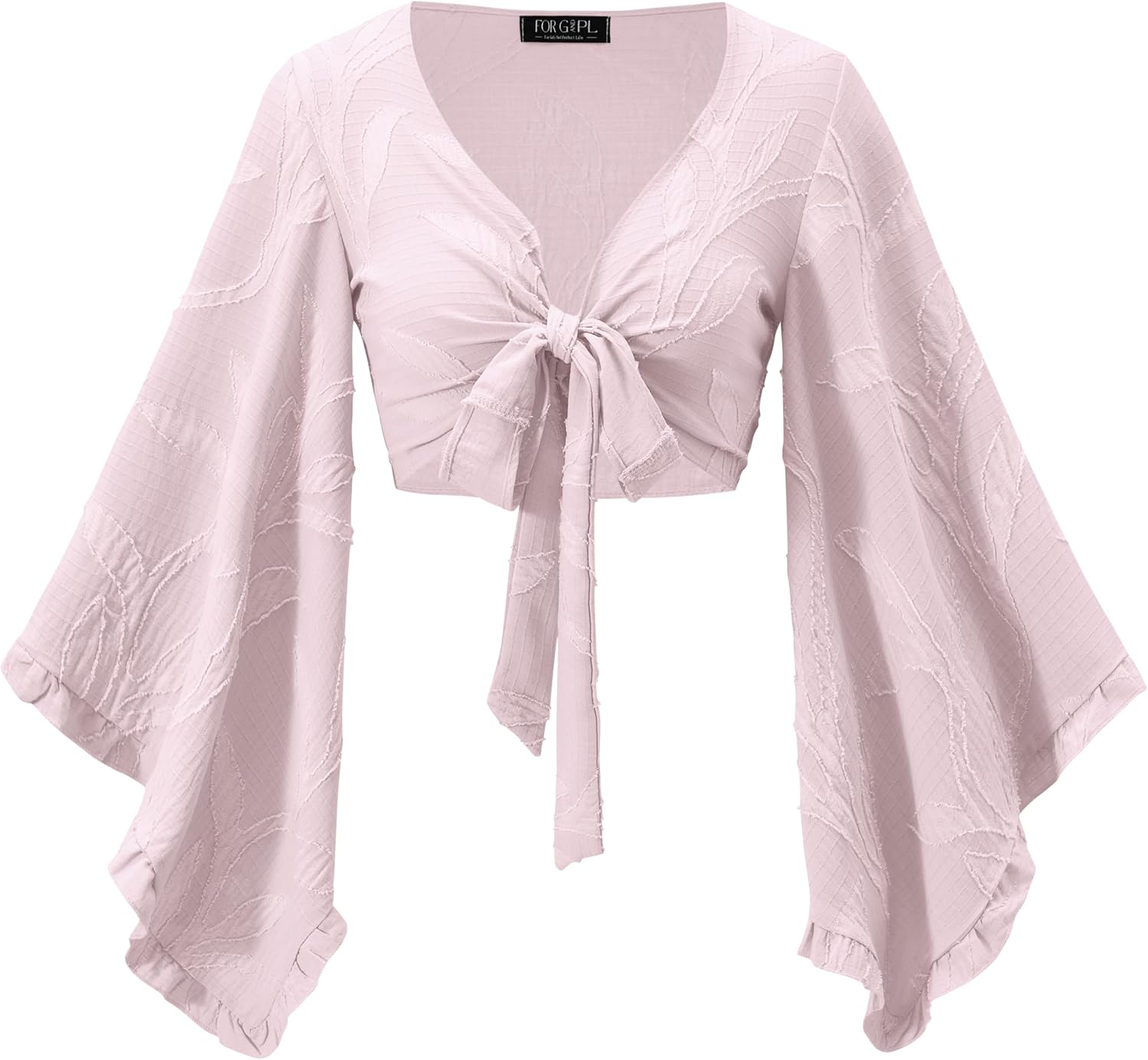 For G and PL Women's 70s Hippie Tie Front Boho Outfits Long Bell Sleeve Country Concert Tops