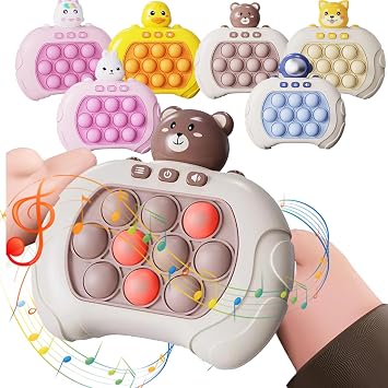 Bornoon Push Pop Game, Educational Toy, Toy, Light-Up, Audio, Quick Press Button, Electric, Game, Squeeze, Concentration, Stress Relief, Product, Finger Dexterity Training, Focus Bear