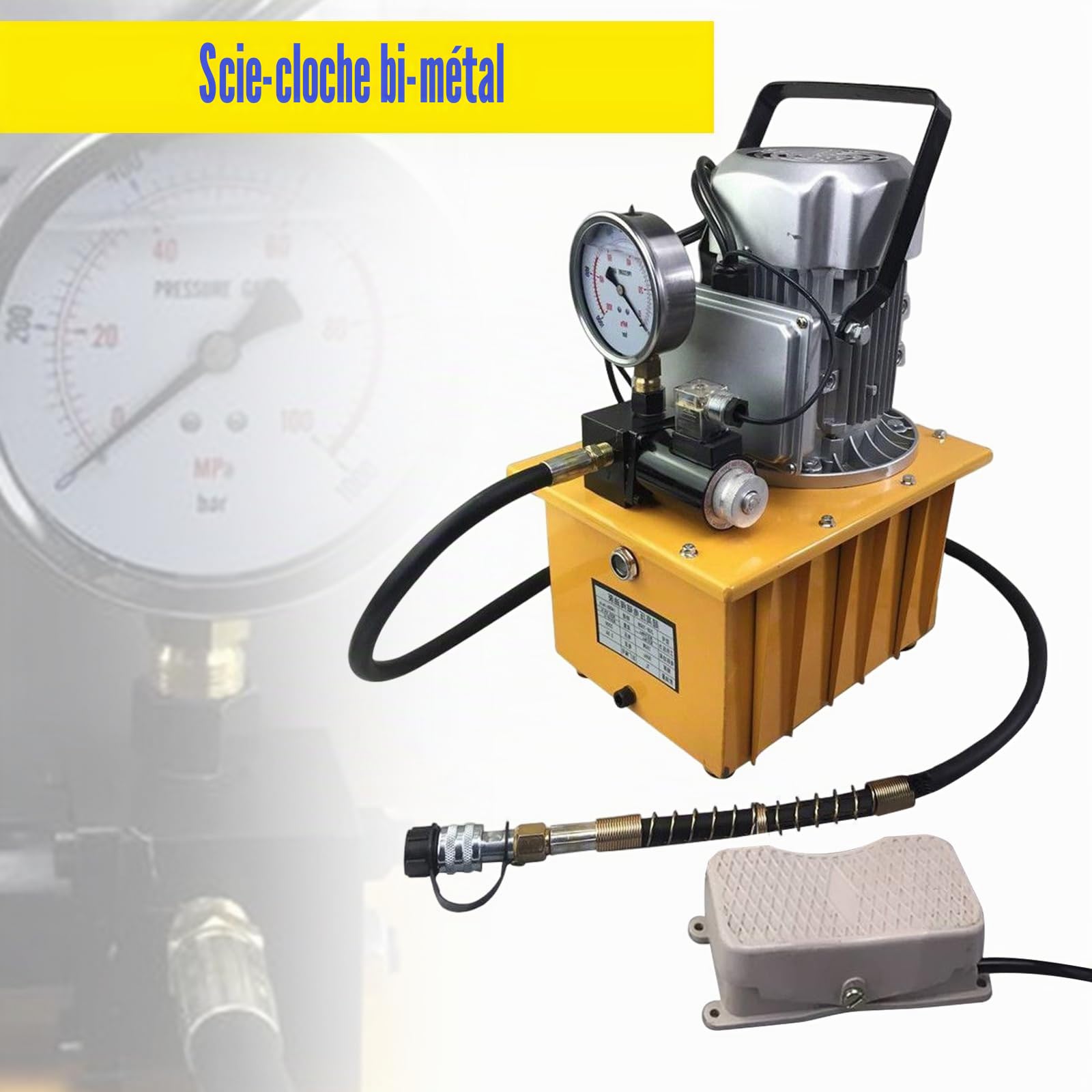 Pompe hydraulique électrique 750 W, 220 V 700 bar Pompe électro-hydraulique avec valve magnétique, groupe hydraulique 28 kg