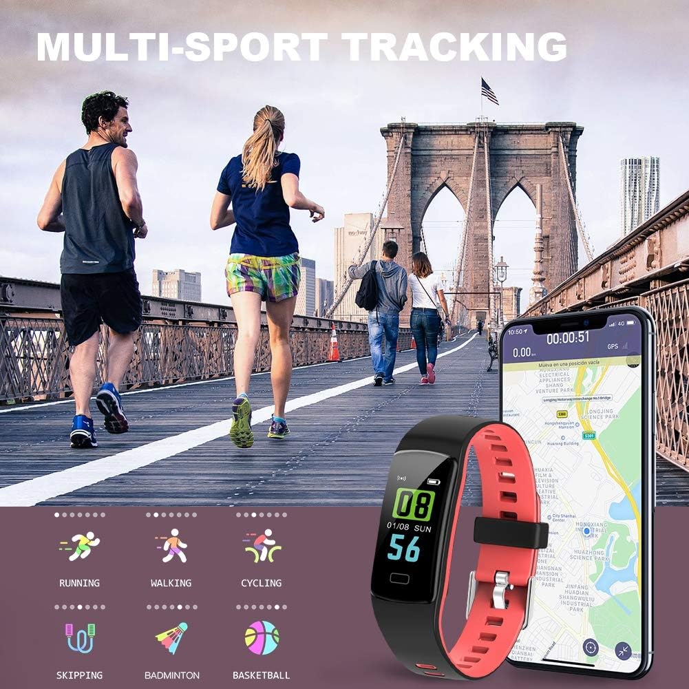 Fitness Tracker, Heart Rate Monitor Activity Tracker Waterproof with Sleep Monitor, Health Exercise Fitness Watch Step Counter Pedometer Walking Calories Burned for Women Men Kids : Sports & Outdoors