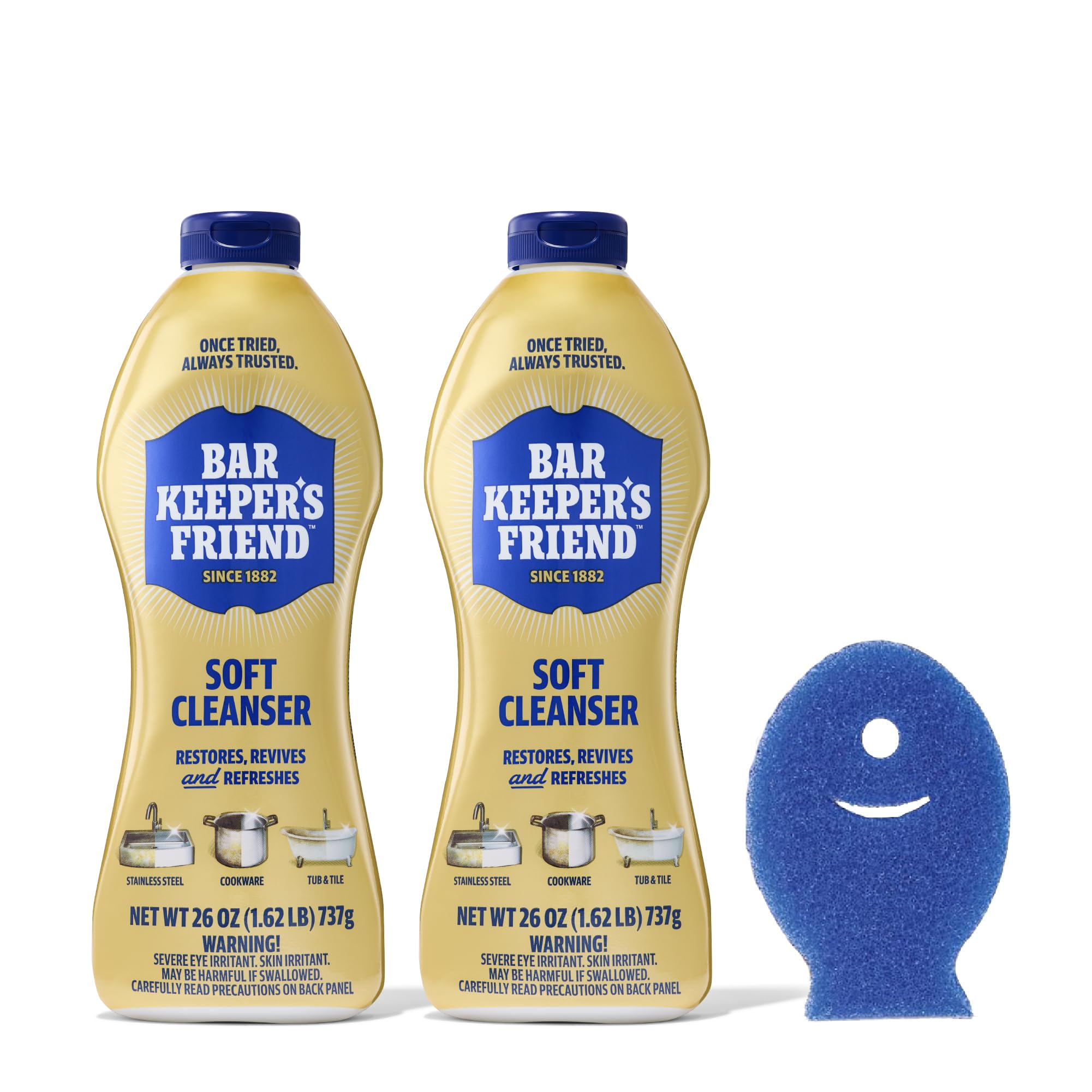 Bar Keepers Friend Soft Cleanser Liquid, 26 oz x 2, Multipurpose Surface Cleaner for Rust Stains, Soap Scum & Grease from Stainless Steel & More