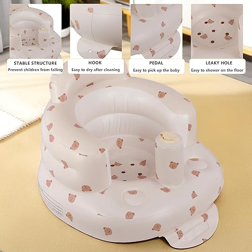 Miniatura 7 de Asiento inflable para bebés de 3 a 36 meses, bomba de aire integrada, asiento de apoyo para bebé, silla de verano para sentarse, silla de baby