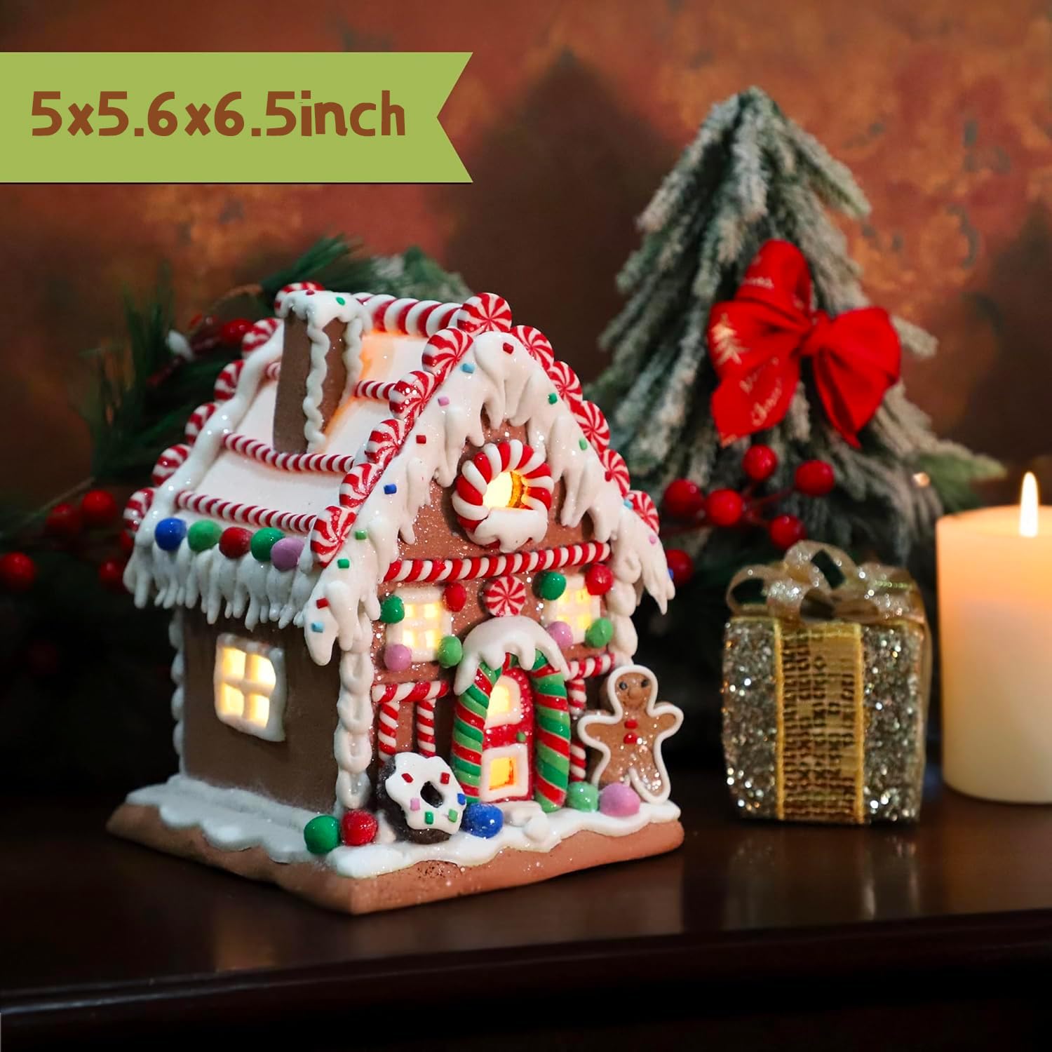 Décoration de maison en pain d'épices – Figurines classiques de village de Noël en pain d'épices – Décorations faites à la main (style 1)