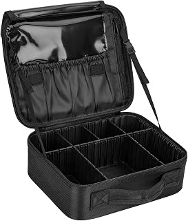 Travel Makeup Case Storage Make Up Tools Cosmetic Bags Black Waterproof Organizer with Compartments Detachable for Hairdressing Nail Art Accessories