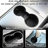 Vista 2 de 3 piezas de accesorios para consola central para Tesla Model Y 2021-2024 y Model 3 2021-2023, inserto para portavasos, protector de borde