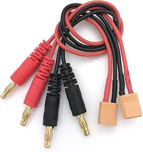 YXQ 2x Cavo Di Ricarica XT30 A Spina Banana 4mm, 16AWG 30cm Per Batterie Lipo Elicotteri E Quadricotteri RC