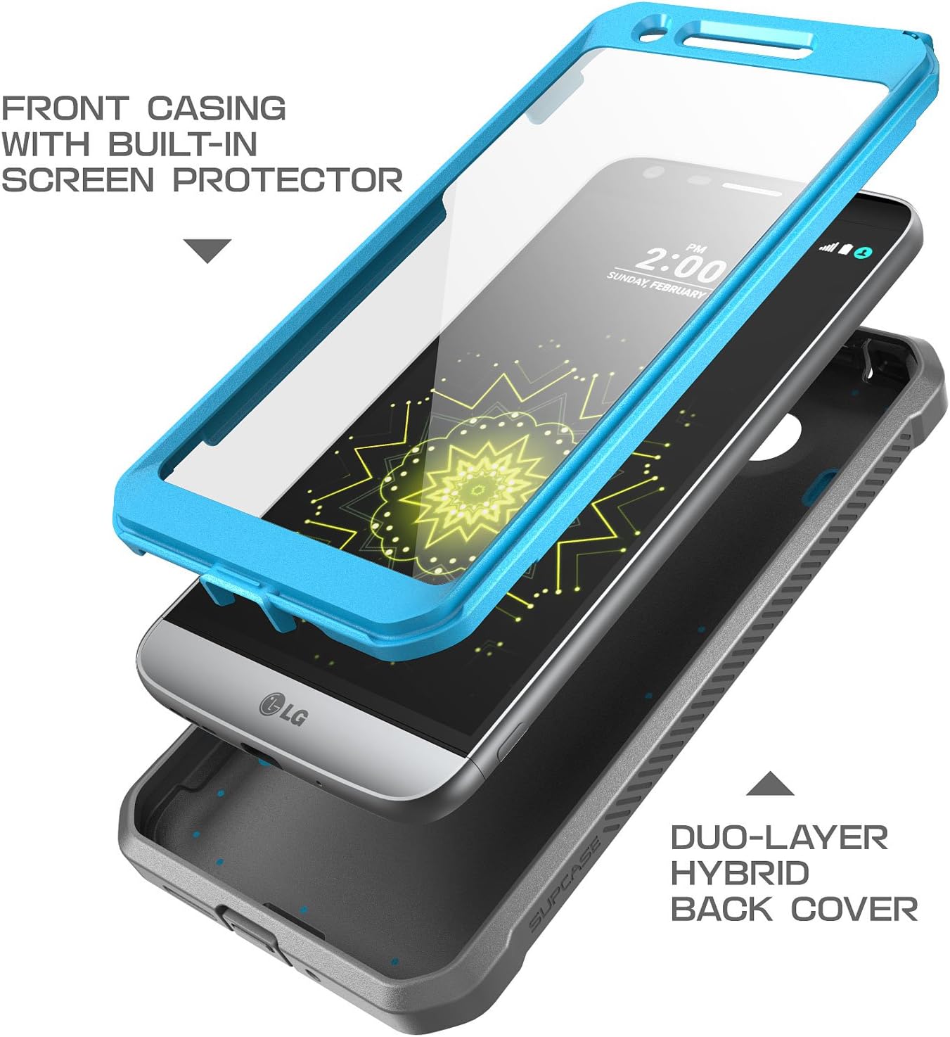 SUPCASE Unicorn Beetle Pro Series Case Designed for LG G5, with Built-In Screen Protector Full-Body Rugged Holster Case for LG G5 2016 Release (Blue)