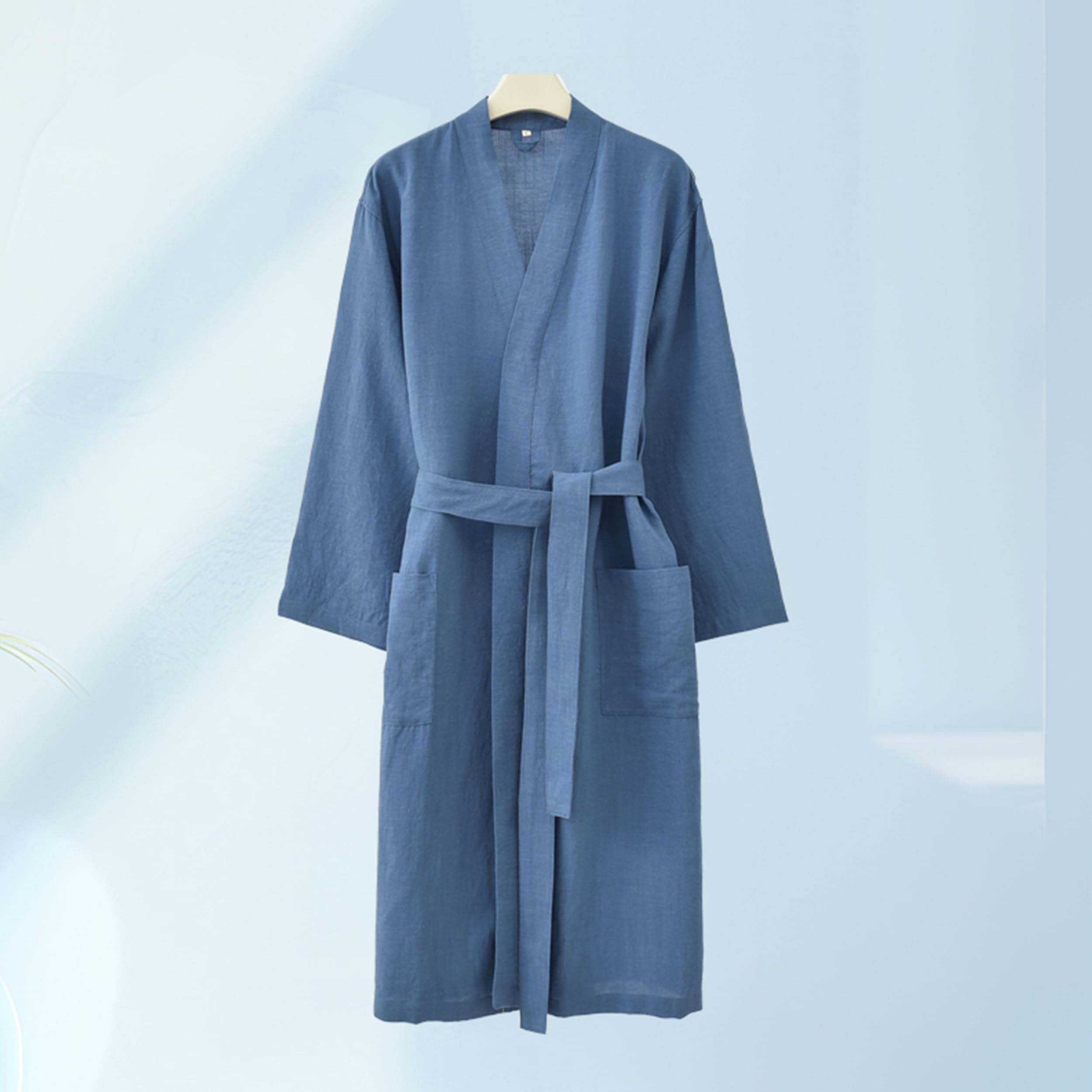 RAKUYUME Peignoir de Bain Femme Homme Unisexe en Lin & Lyocell - Confort Doux Style Kimono pour Couple respirable été