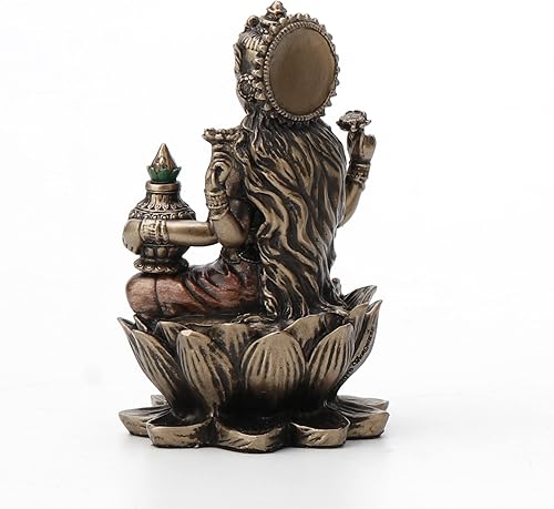 Miniatura 7 de Veronese Design 3 3/8" Lakshmi sentado en Lotus espiritual resina estatua pintado acabado de bronce