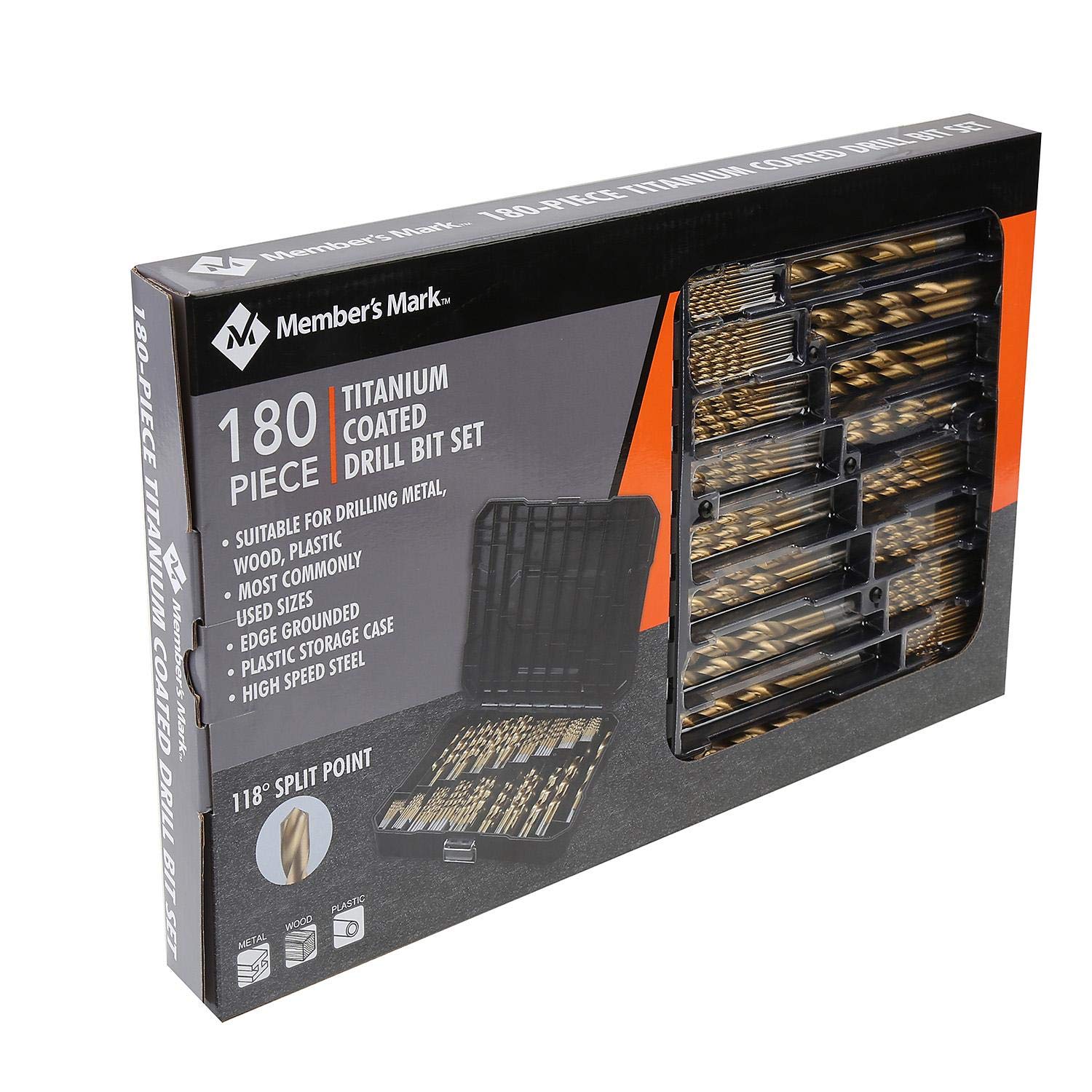 Member's Mark 180-Piece Titanium Drill Bit Set