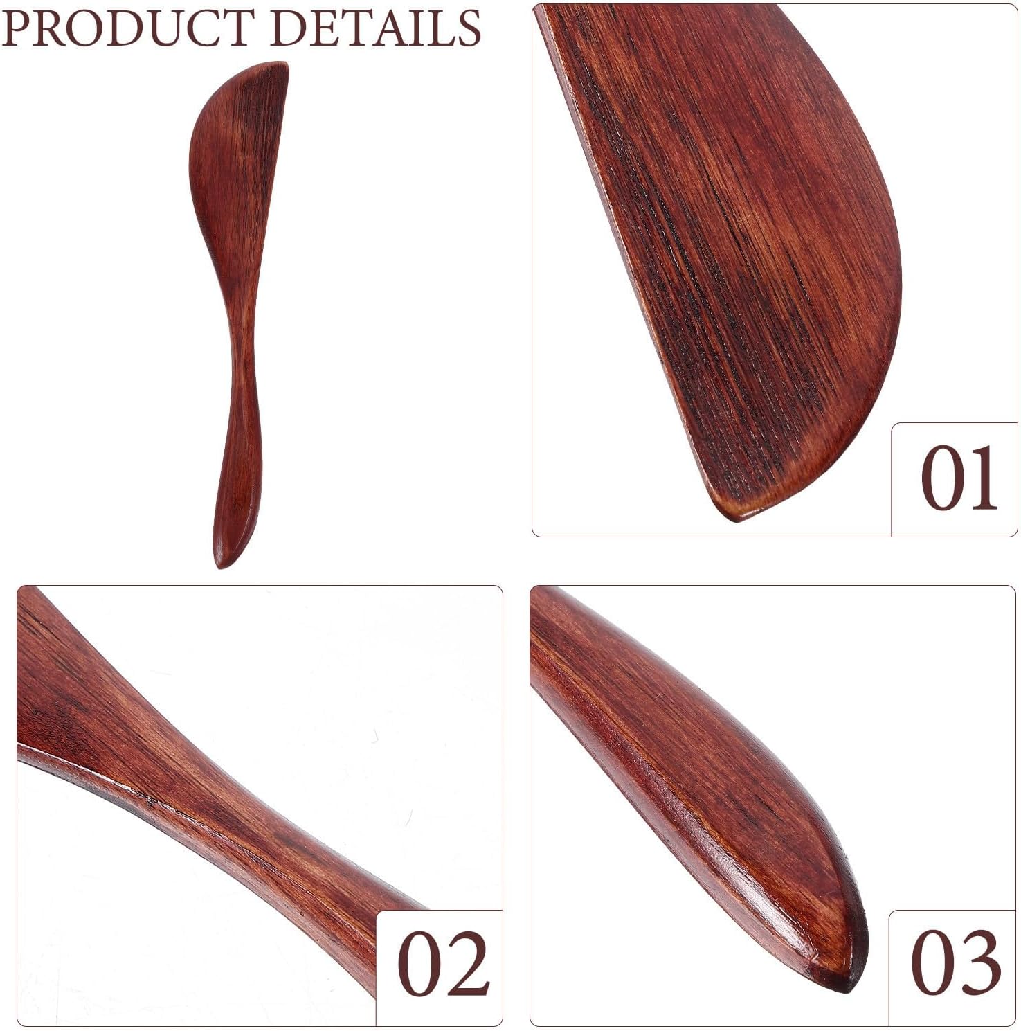 Luxshiny 10pcs Nanmu Wood Breakfast Knife for Butter and Jam