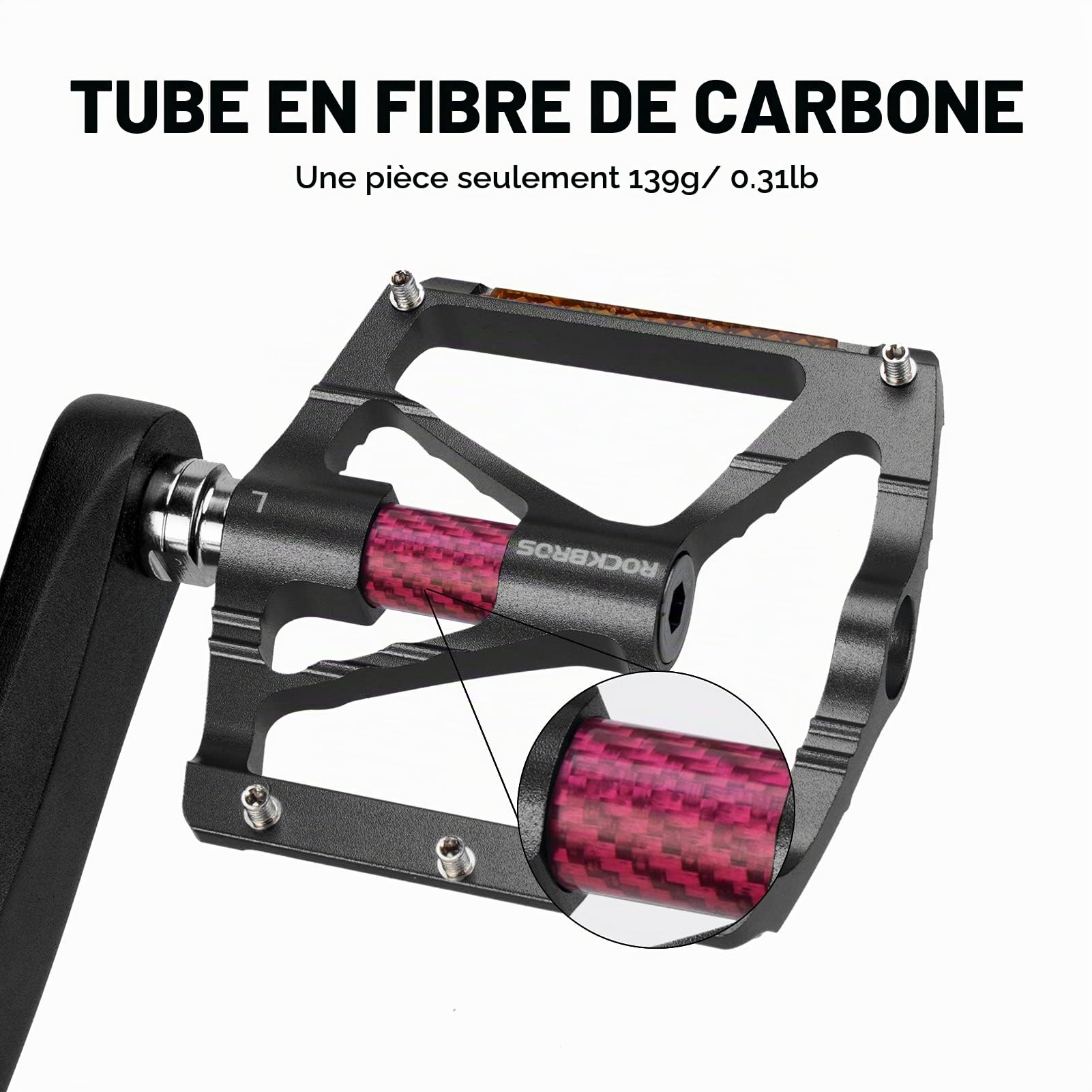 ROCKBROS 9/16 Pédales de vélo, Pédales de VTT en Alliage d'aluminium avec Roulements Scellés, Pédales Antidérapantes Réfléchissant Noir Bleu