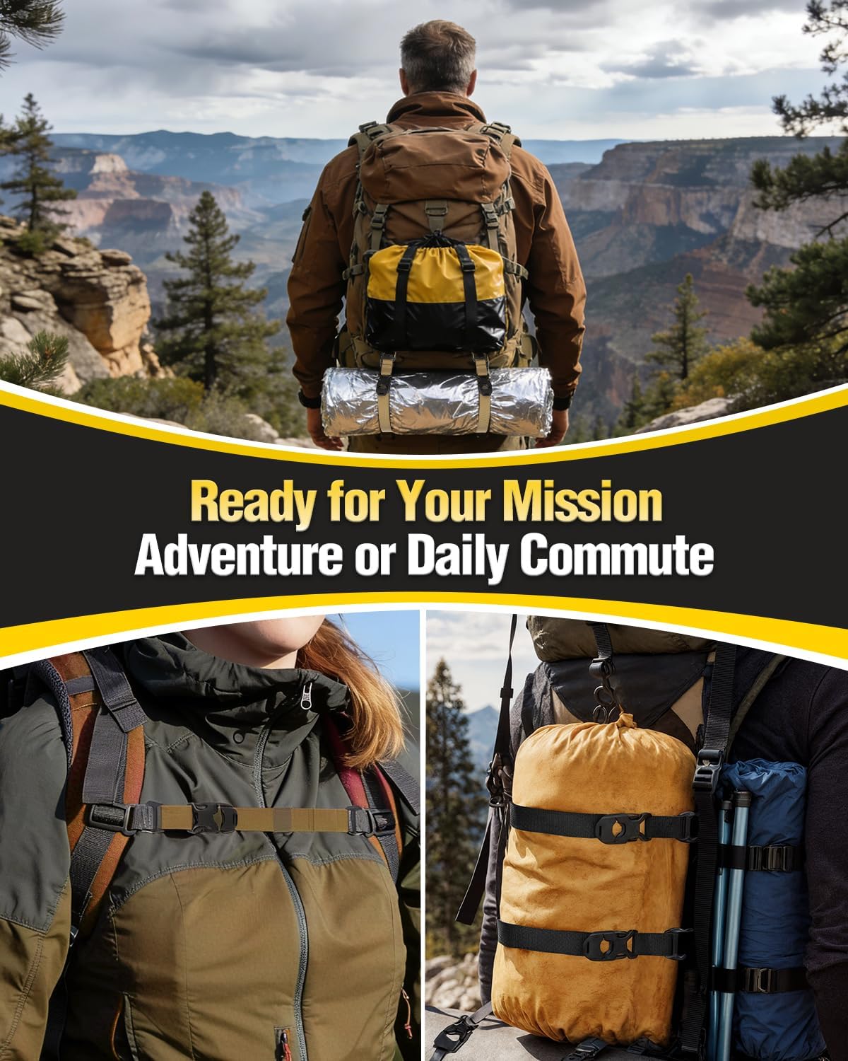 MOLLE Tactical Backpack Straps Rush Tier System Molle Attachment for Tripod Gear & Backpack Accessories, Adjustable 23" Tie Down Straps- Heavy Duty 1000D Nylon - Image 4