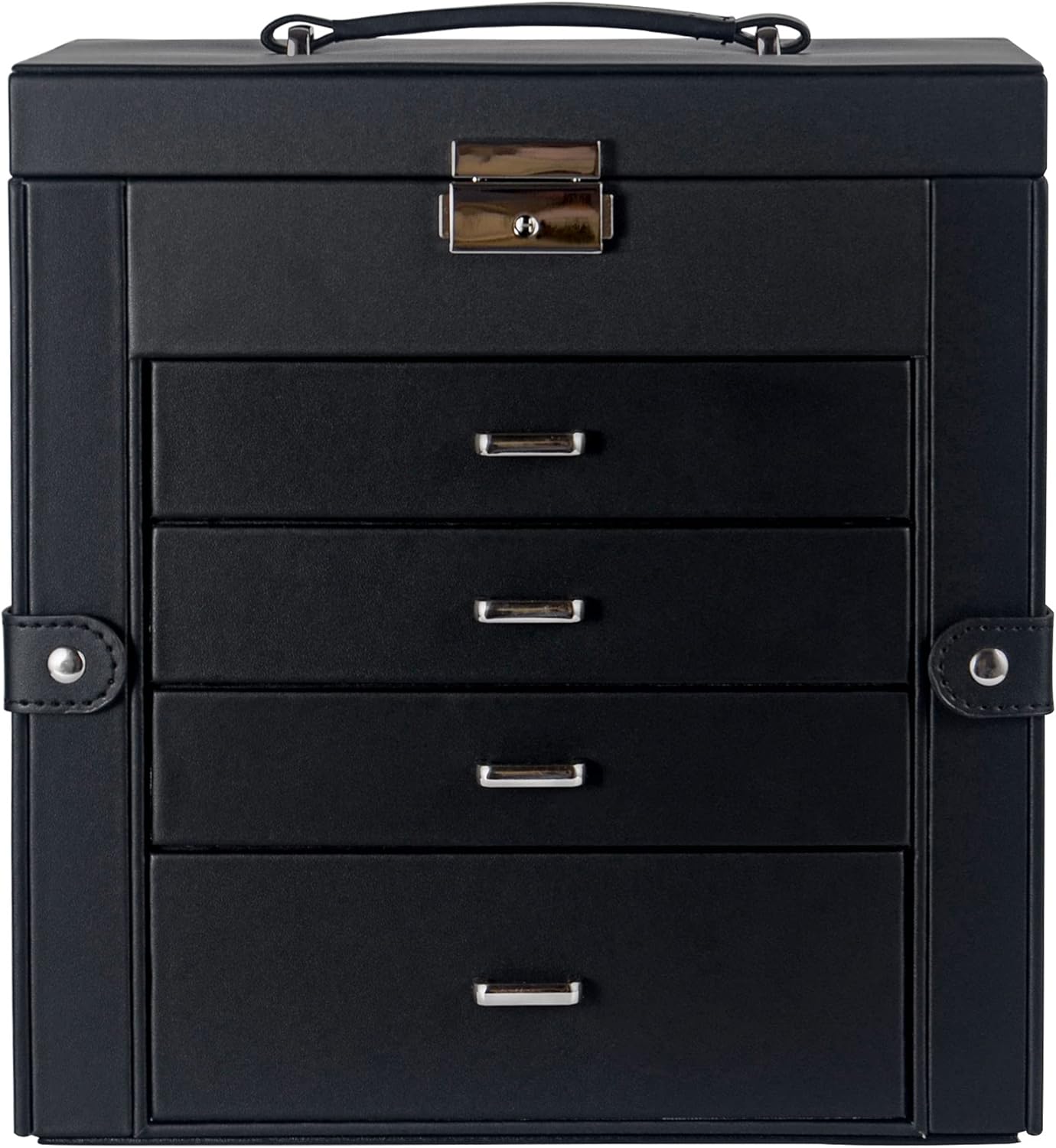 Kendal Large Leather Jewelry Box Case Storage with a Lock LSKM4BLK : Clothing, Shoes & Jewelry