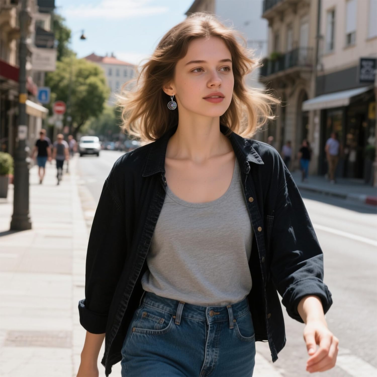 Mandala Chakra Earrings for Women Sterling Silver Lotus Flower Earrings Dangle Drop Leverback 7 Chakra Gifts Om Symbol Yoga Jewelry - Image 6