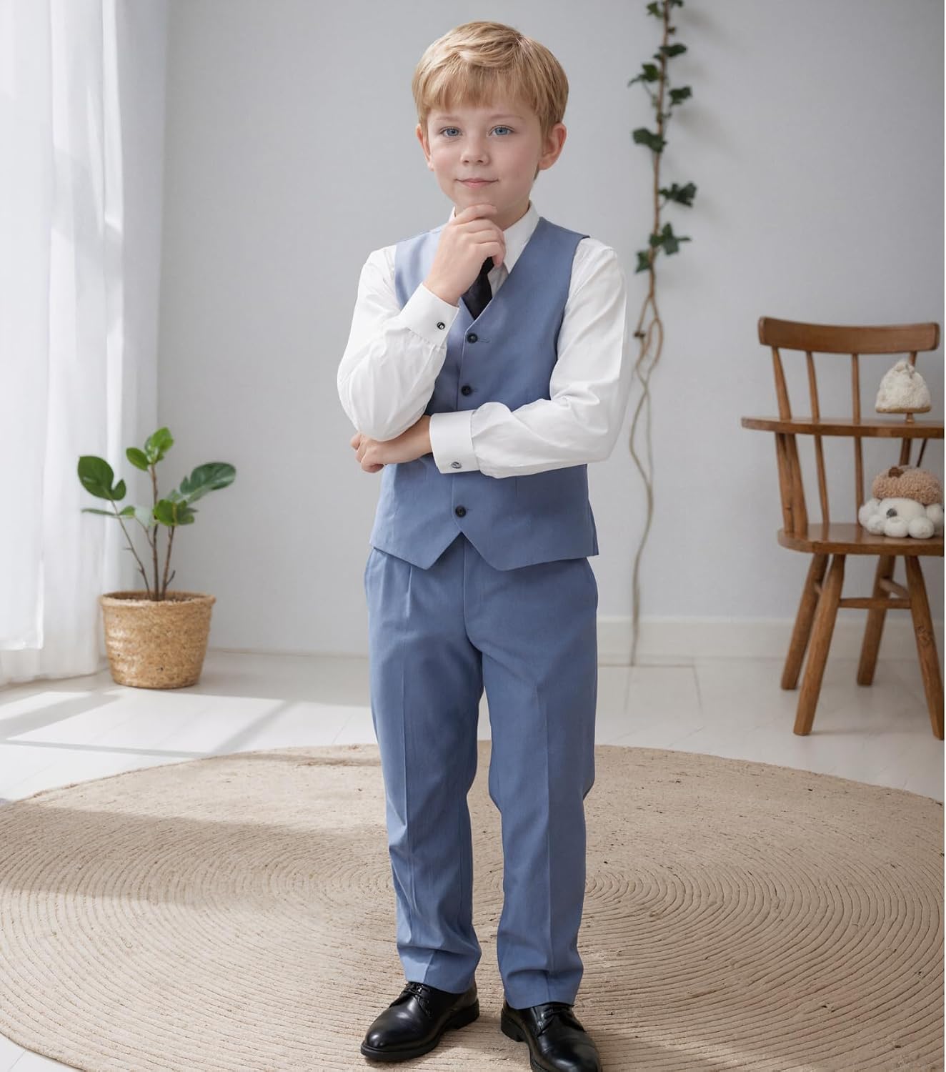 Boys Suits Kids Tuxedo Slim Fit 3 Pieces Kids Formal Blazer Jacket Vest Pants Wedding Formal Wear Ring Bearer Outfits