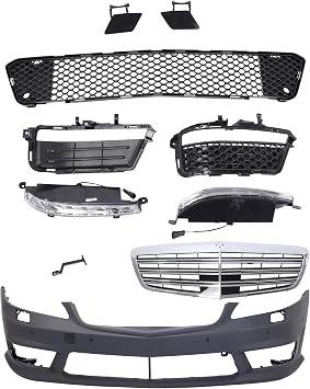 S63/S65 AMG Style Front Bumper Cover Compatible with 2007-2013 Mercedes Benz S-Class W221 S350 S550 S600