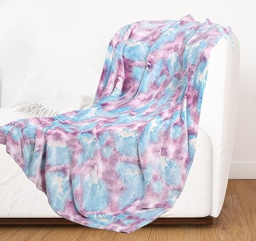 Manta que brilla en la oscuridad personalizada de unicornio para niñas, 60 x 50 pulgadas, manta de unicornio azul, súper acogedora, manta de vellón