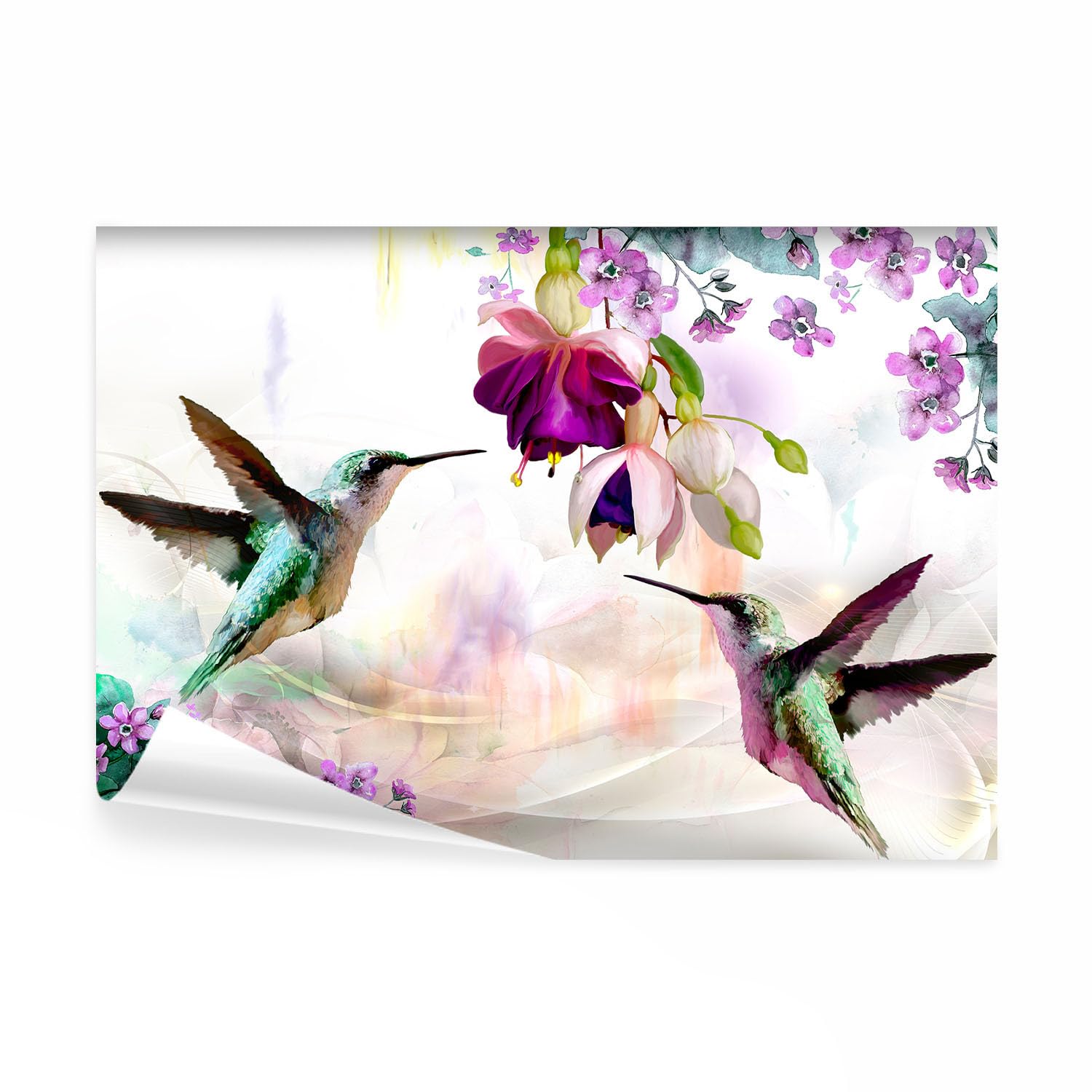 Papier peint panoramique fleurs oiseau decomonkey pour murs ternes