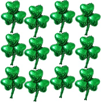 St Patricks Day Balloons - 12pack Green Shamrock Balloons for St Patricks Day Party Decorations