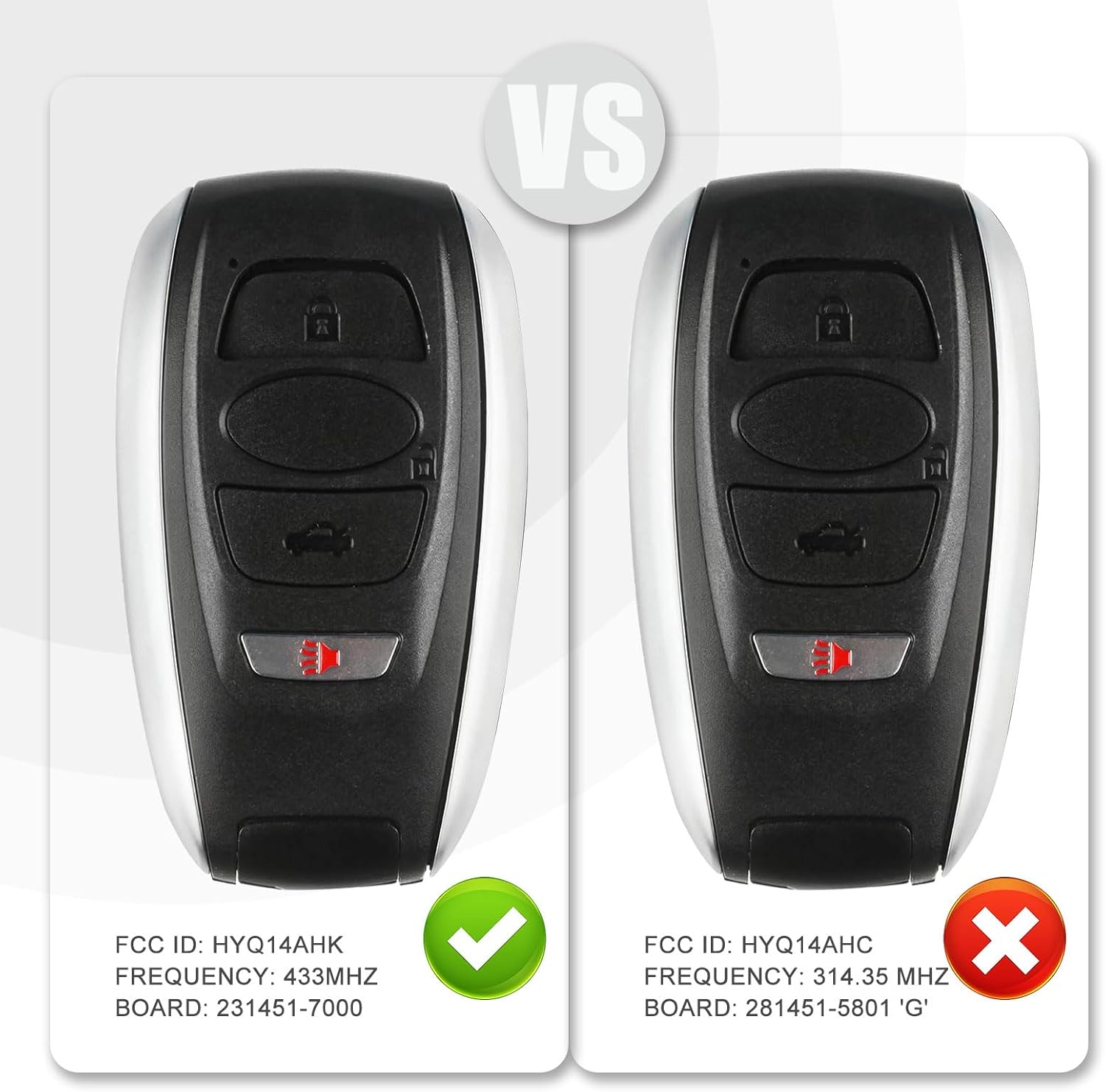 Smart Keyless Entry Remote Car Key Replacement for Subaru Forester/Outback/Impreza/with FCC: HYQ14AHK and 7000 Board (HYQ14AHK/7000 Board Remote Only)