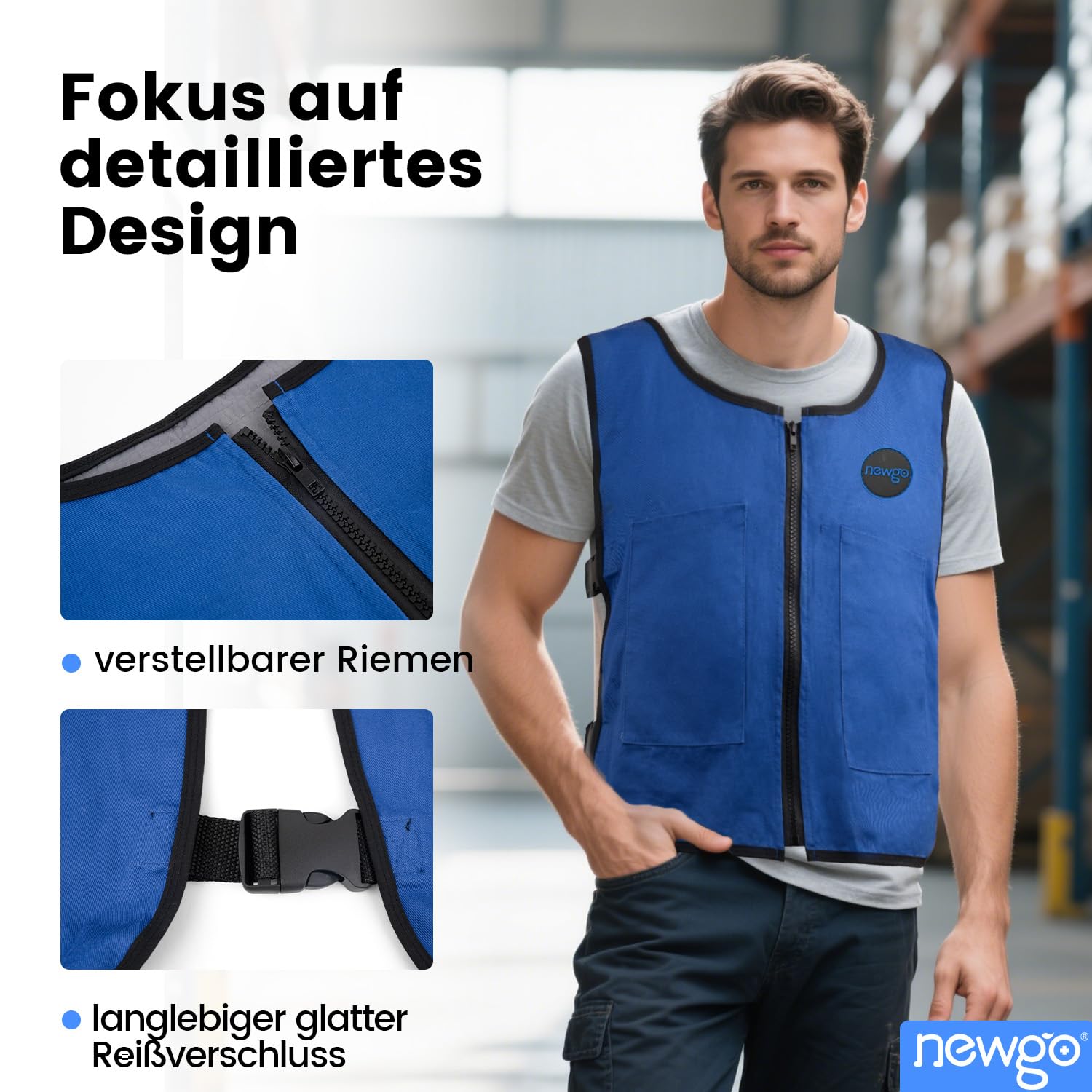 NEWGO Ice Vest, Schnell abkühlen im heißen Sommer, Verstellbare Kühlweste Herren im Sommer, Sofort Kühlende Draussen Damen Arbeitskleidung mit Tasche, Wärmeableitung Cooling Kühlweste für Menschen