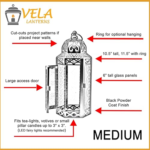 Miniatura 6 de Vela Lanterns - Farol portavelas decorativo estilo marroquí cristal azul tamaño mediano