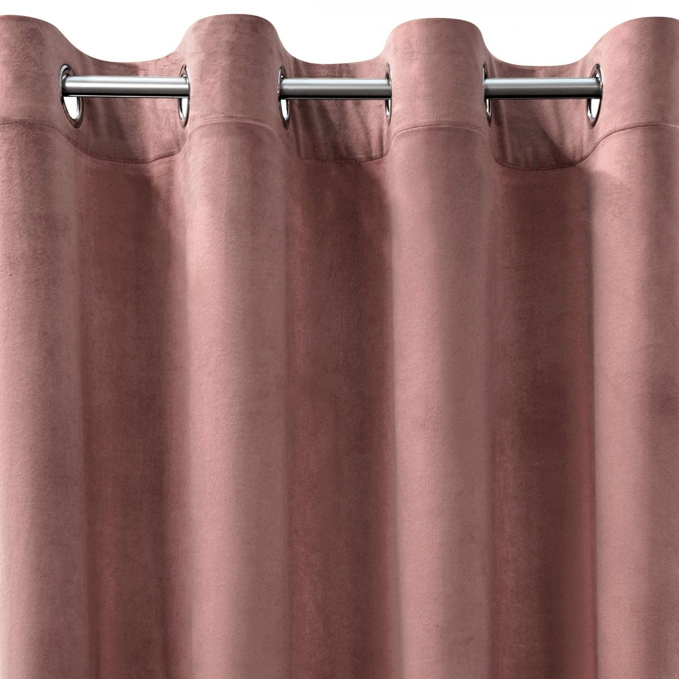 Eurofirany ROSA Tenda in Velluto con Occhielli - 1 Unità, Soffice, Pannello, Drappo Classico, Glamour, Elegante, Soggiorno, Camera da Letto, 290 g/m2, 140x250 cm, Rosa Scuro
