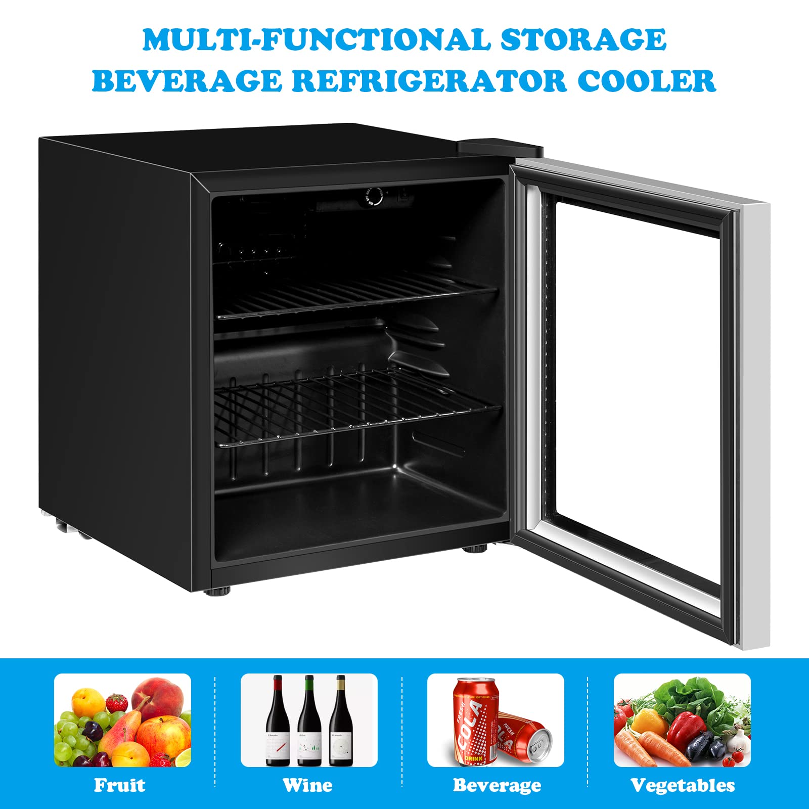 Arlime Mini Fridge, Drink Cooler, 60 Can, Beverage Refrigerator With Glass Door, Removable Shelves For Soda Beer Wine, Small Drink Refrigerator For Bedroom, Office, Home Kitchen, Bar, 1.6 Cu. Ft. on Fridge.com - View 6