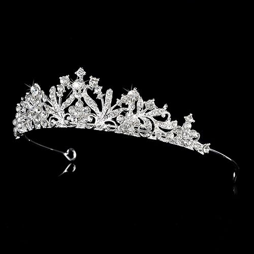 Miniatura 5 de Tiaras para niñas, corona de princesa, diadema de cumpleaños, reina con diamantes de imitación, tiara plateada brillante, decoración de princesa