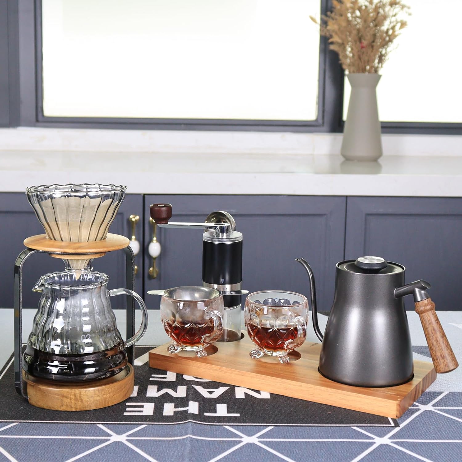 SOTECH Pour Over Coffee Maker Set Bundle with Black Dripper Stand Server