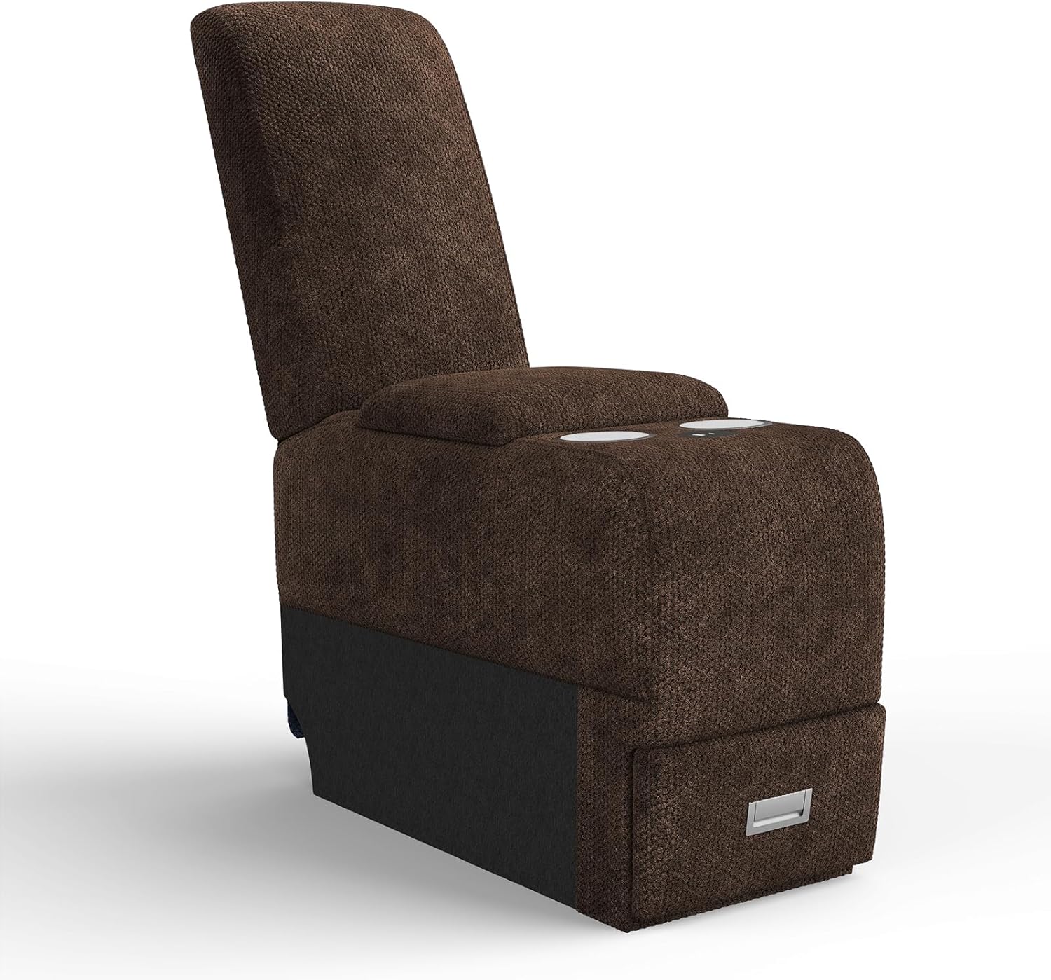 Console for Recliner Sofa with Flip-top Locker, Extra Cupholders & USB/Type C Charging Port, Velvety Brown