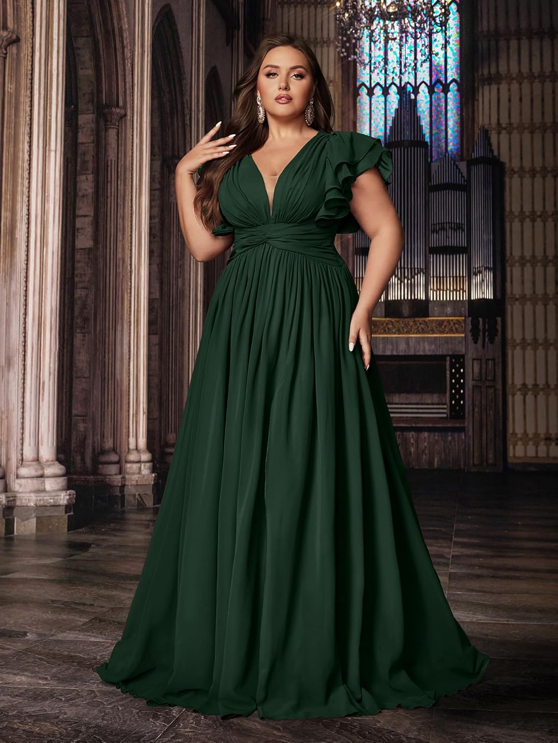 VOUIAO Women's Plus Size Bridesmaid Dresses Chiffon Wedding Guest Summer Maxi Dress Elegant Prom Evening Party Cocktail Gown - Image 7