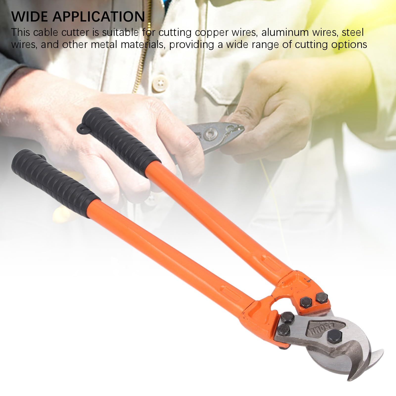 Yosoo Health Gear Kabelschneider 150 mm², 18 Zoll, Elektrostahldraht-Schneidzange, Handwerkzeug aus Kohlenstoffgehalt mit Langem Griff für Aluminiumkabel und Kupfer