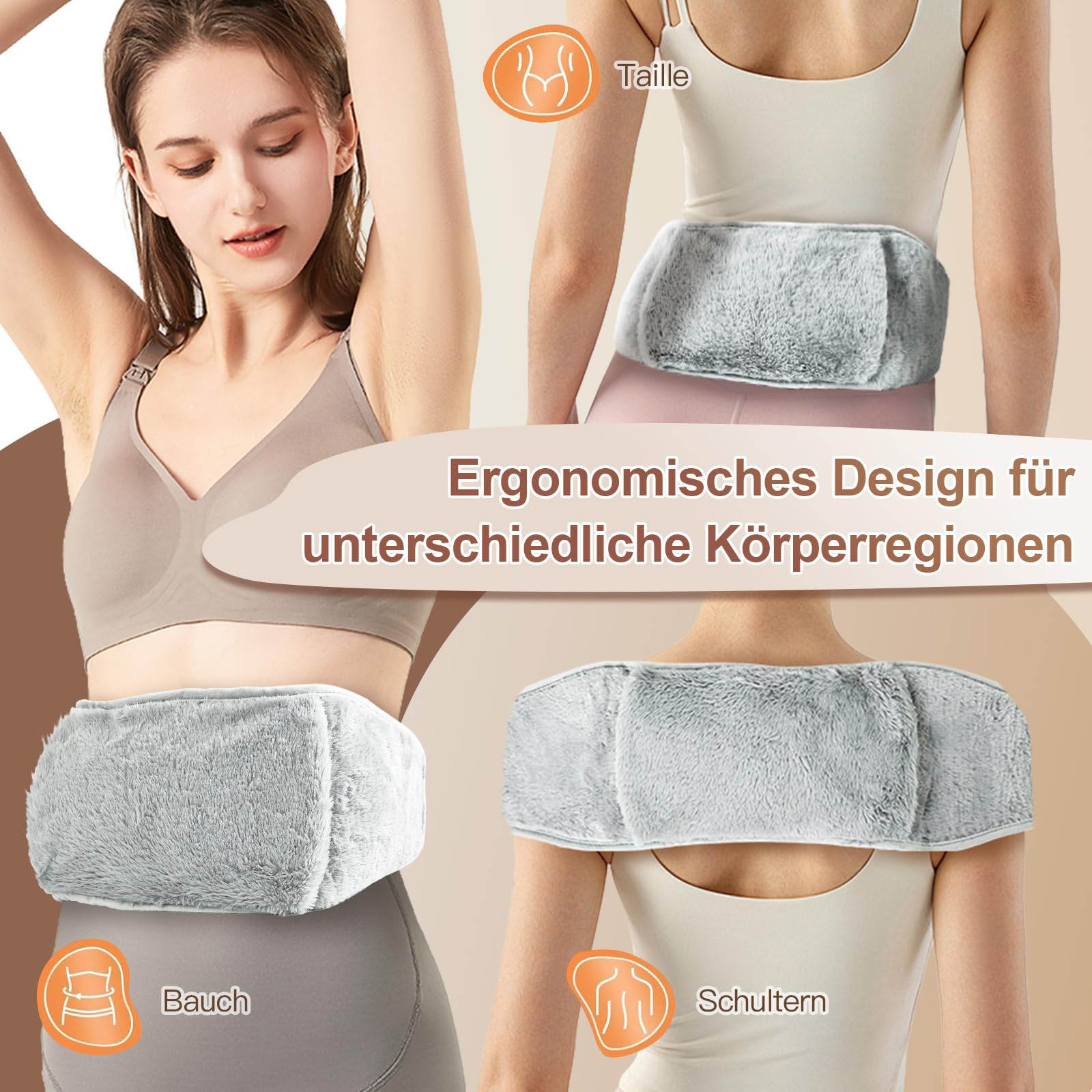 Cintura termica con bottiglia d’acqua calda 1 L, extra-lunga 130 cm, copertina morbida rimovibile, fascia riscaldante per pancia, vita e collo, gomma naturale certificata BS 1970:2012