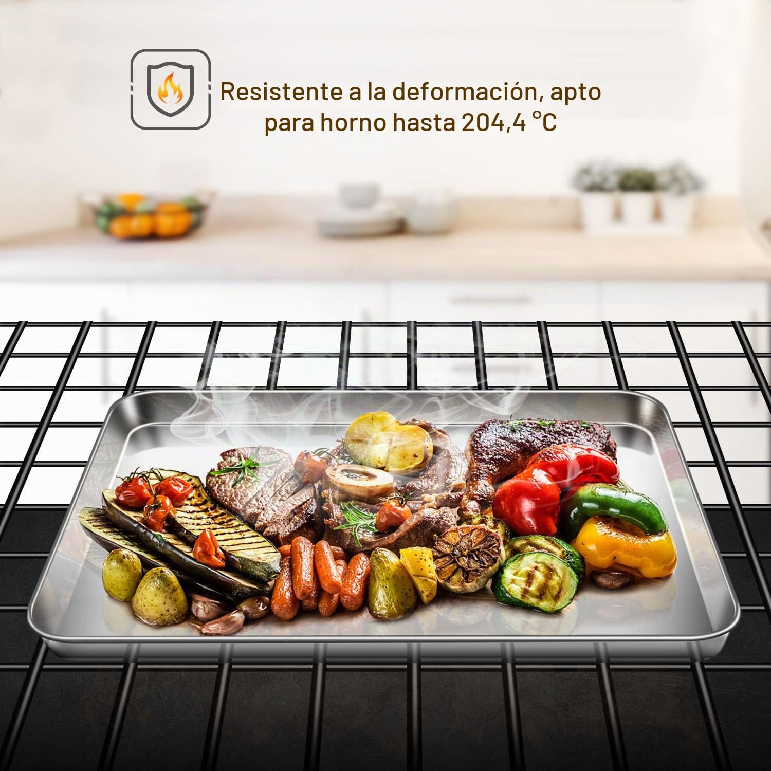2 Piezas Bandeja De Horno, APLKER Bandejas Rectangulares de Acero Inoxidable para Hornear Servir Galletas, Pizza, 40,5 x 30,5 x 2,5cm
