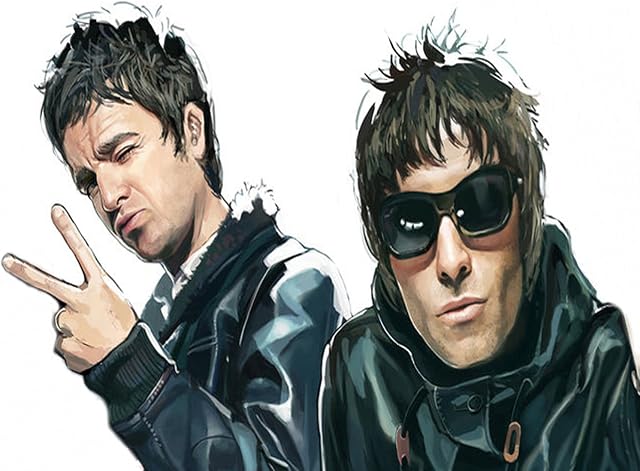 Canvas Oasis Noel Liam Gallagher band Picture - 20 x 30 inch stretched over wooden frame