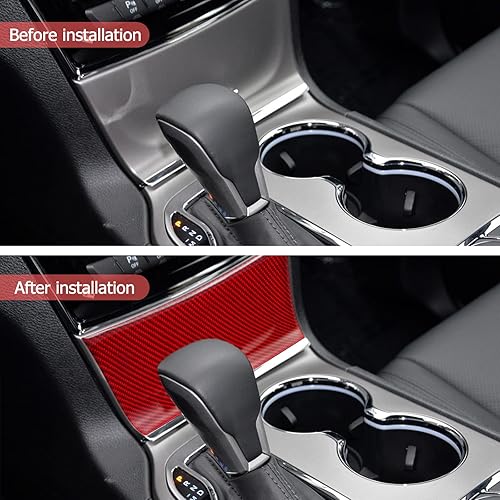 Miniatura 4 de SUNJIKA Compatible con caja de almacenamiento de consola central interior de fibra de carbono, calcomanía a prueba de arañazos, accesorios para Jeep