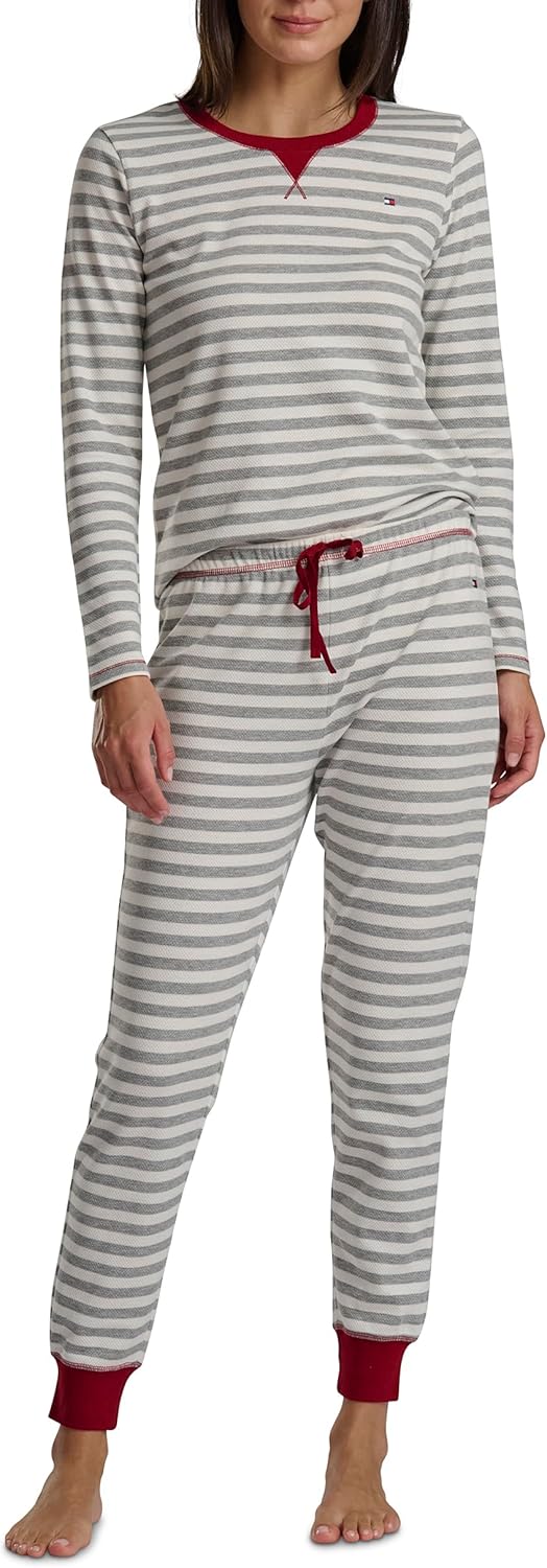 Tommy Hilfiger Women's Printed Crewneck Thermal Sleep Set