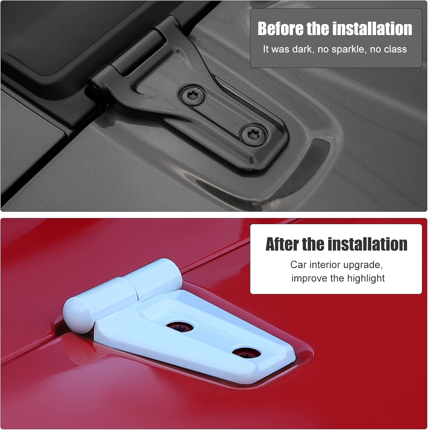2PCS Hood Hinge Cover Trim Accessories for Jeep Wrangler JK & Unlimited 2007-2018 (White)