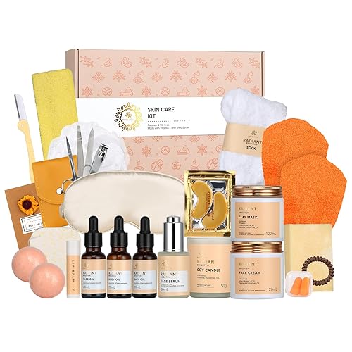 Juego de cuidado de la piel para mujeres y hombres, kit facial de 28 piezas en casa, juego de mimo de cuidado personal, regalos de cumpleaños,