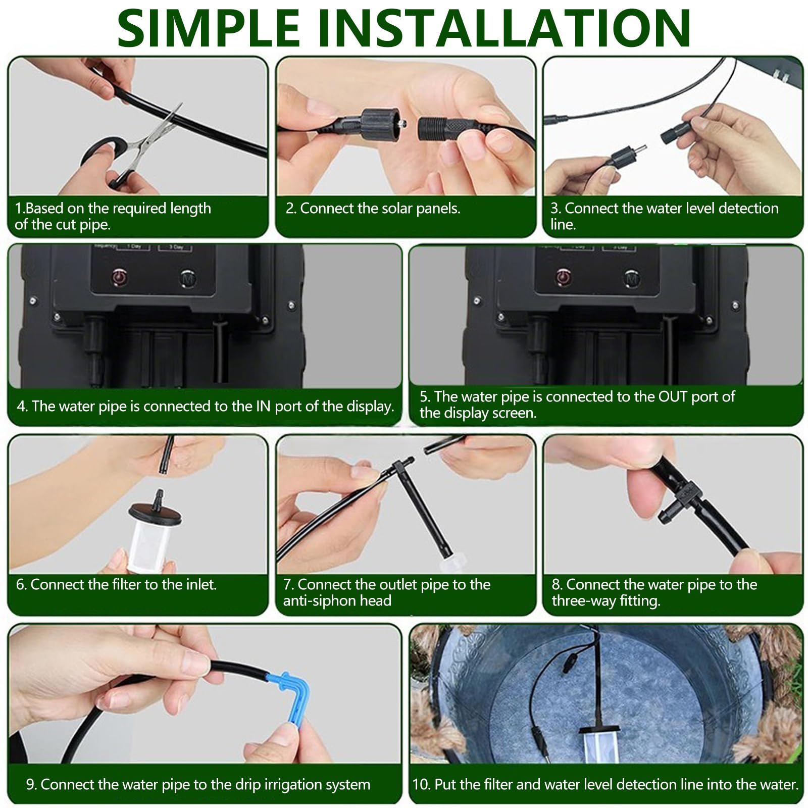 Set irrigazione Intelligente per Piante solari, Flussi Regolabili, per balconi, terrazze, aiuole, Serre e orti da Giardino, Set per la Cura delle Piante per Le Vacanze