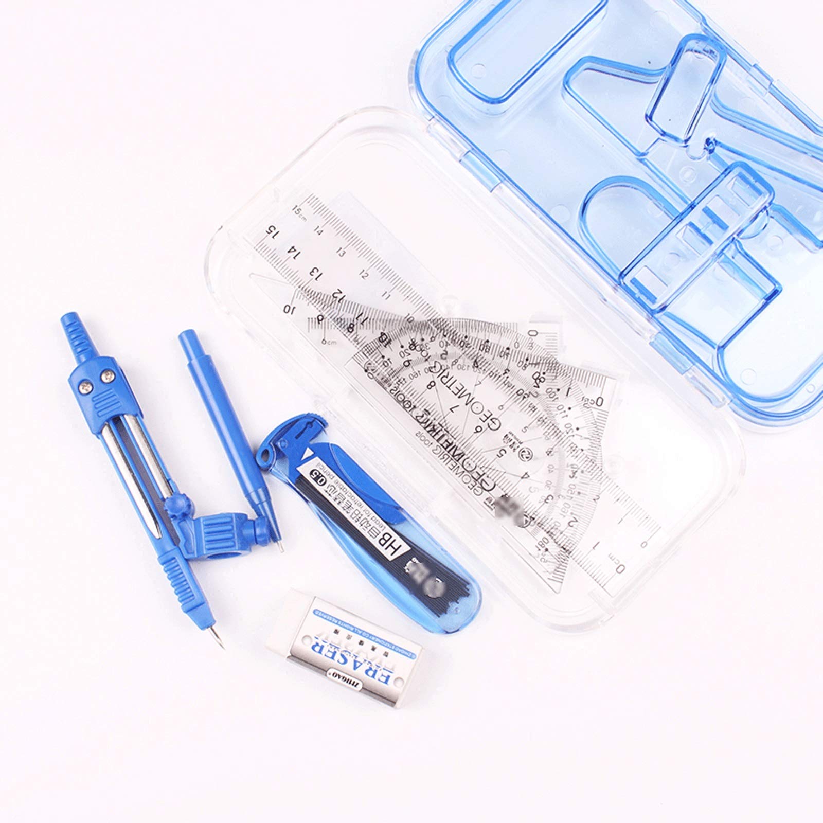 QOWUXHZ Set Geometria 9 Pezzi - Righello, Bussola, Goniometro E Accessori - Foto 3