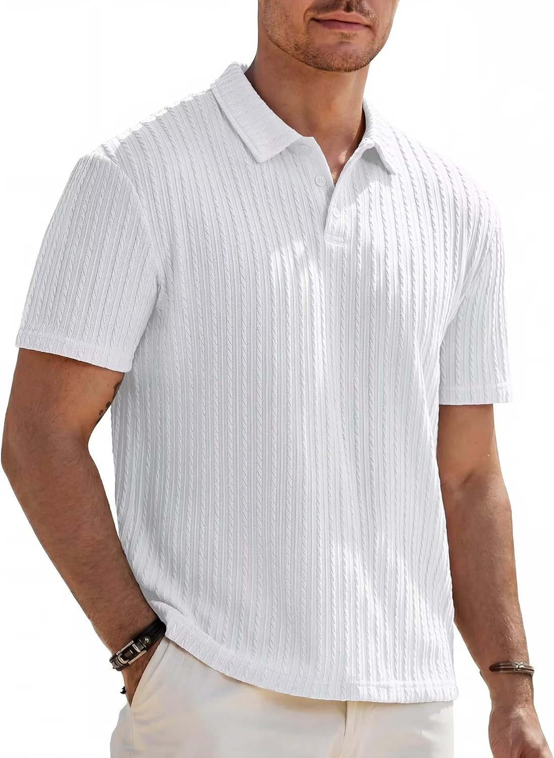 Elainone Men's Polo Shirt Short Sleeve Plain Knitted Summer Golf Shirt Regular Fit Holiday Leisure Polo Shirt Strick Poloshirt Golf Shirt Regular Fit Freizeit Polohemd Urlaub